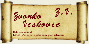 Zvonko Vesković vizit kartica
